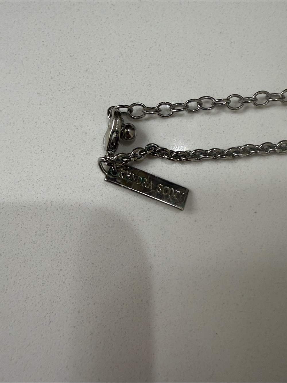 Kendra Scott Silver-Tone White Stone Long Multi-Station Necklace - Picture 2 of 6